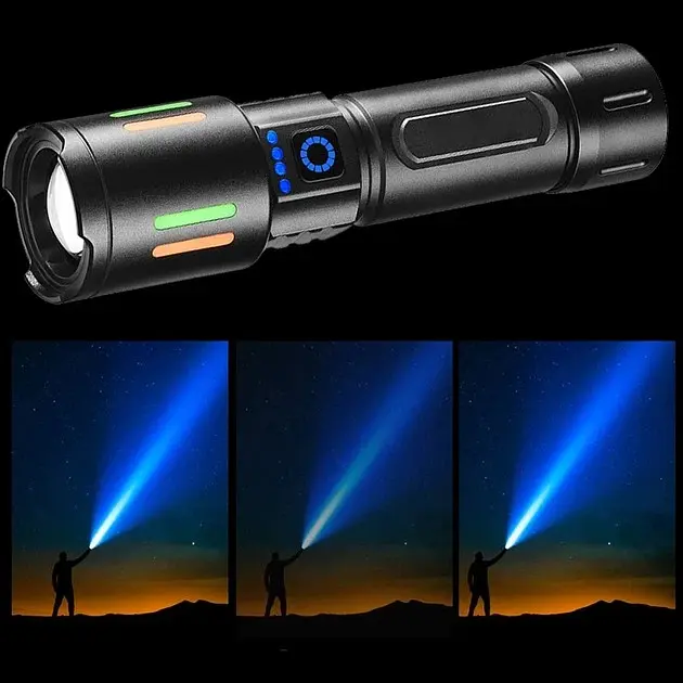 Ліхтарик з механічним зумом ручний X-BALOG BL 611-TG акумулятор 26650 режимів роботи 3 (100%, 50%, стробоскоп) - фото 2
