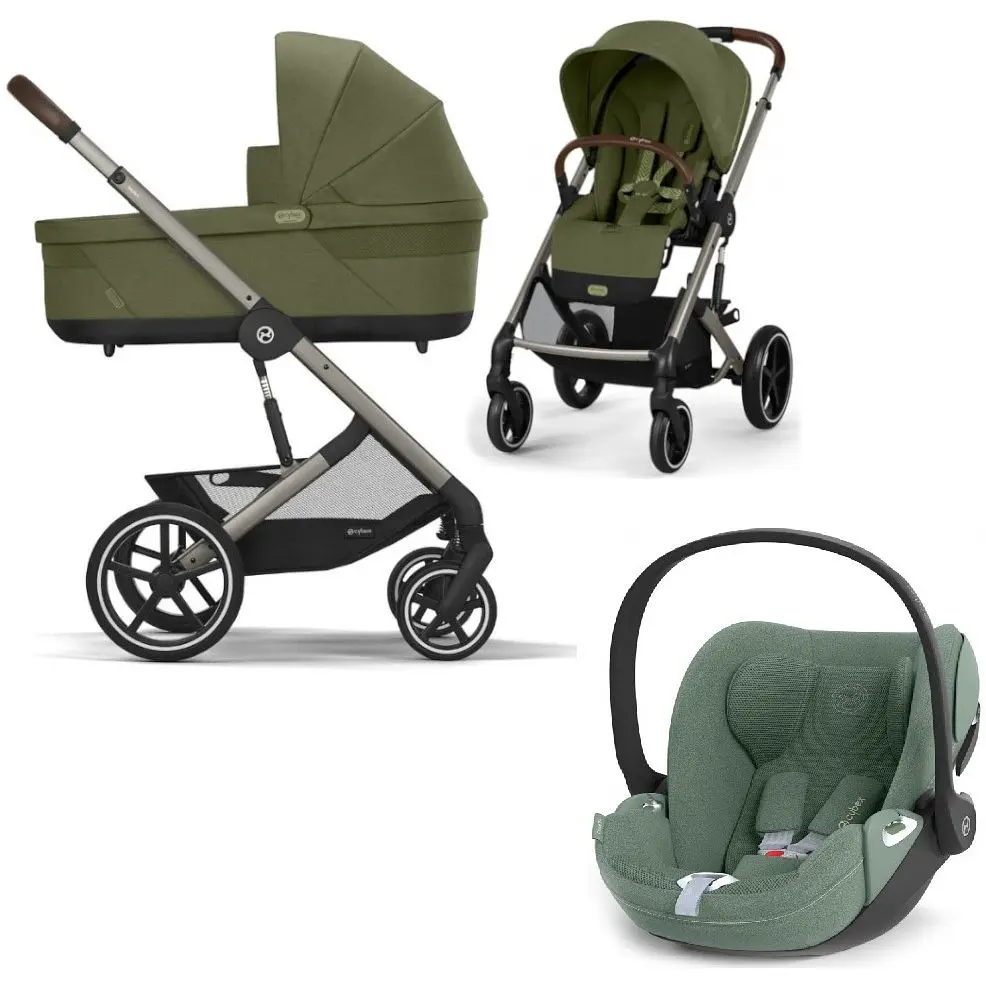 Коляска Cybex Balios 3 в 1 Moss Green автокрісло Cloud T i-Size Plus Leaf Green + адаптори