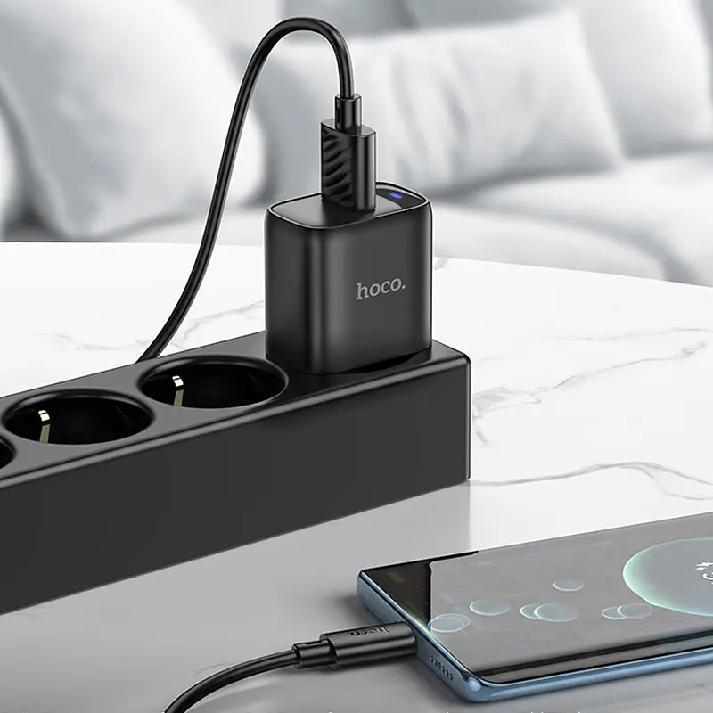 МЗП Hoco C140A Smart QC3.0 18W (1USB-A) + кабель USB to Type-C Black - фото 5