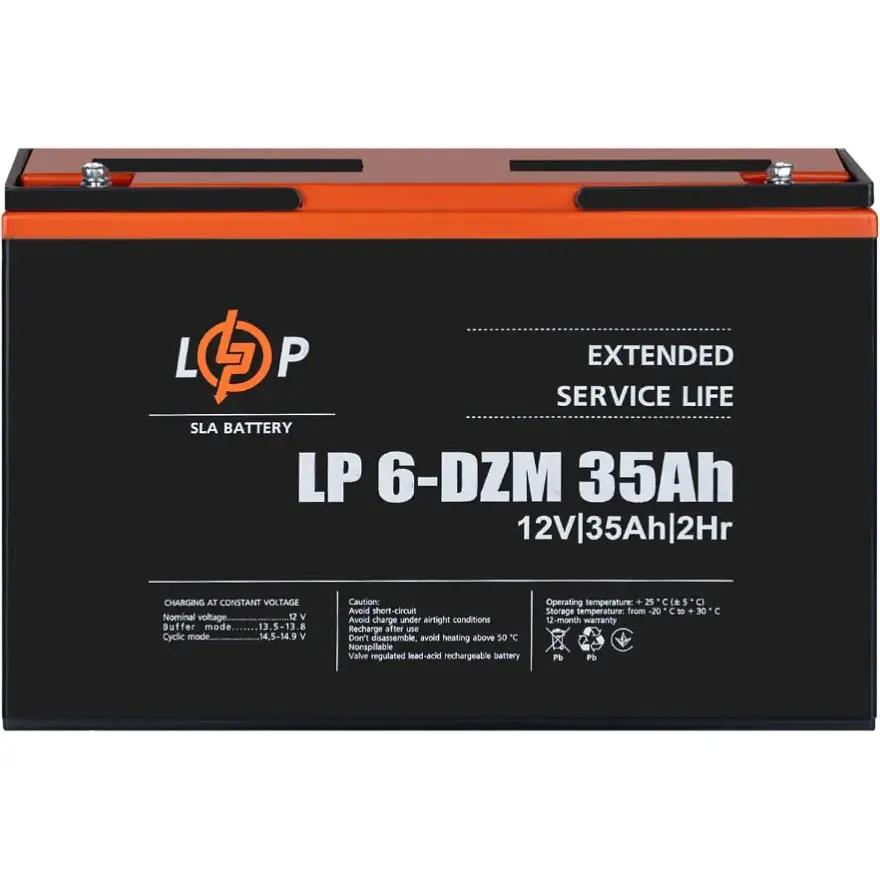 Акумулятор LogicPower AGM 6-DZM 12V (12V/35Ah/420Wh) (9335) [109288] - фото 2