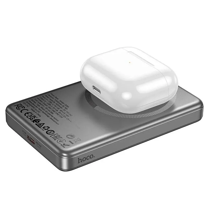 Портативное ЗУ Power Bank Hoco Q26A Joy PD20W с БЗУ 10000 mAh Metal gray - фото 2