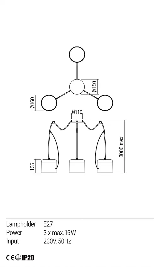 Подвесной светильник Redo DODO SU 3X42W E27 20/250cm WH (4.1.1) 01-1825 - фото 3