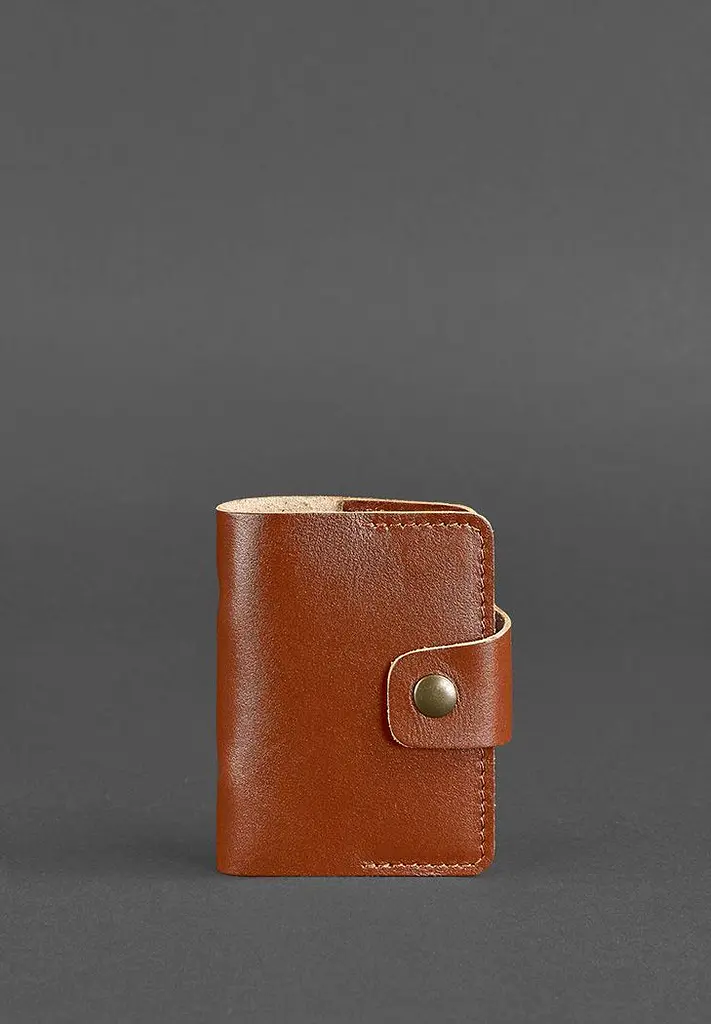 Шкіряний кард-кейс 7.1 (Книжечка) світло-коричневий - фото 2