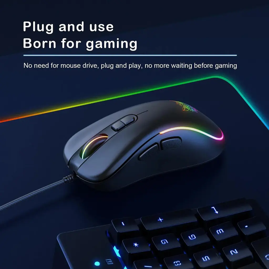 Мышь ONIKUMA Gaming CW907 RGB подсветка проводная черная - фото 7