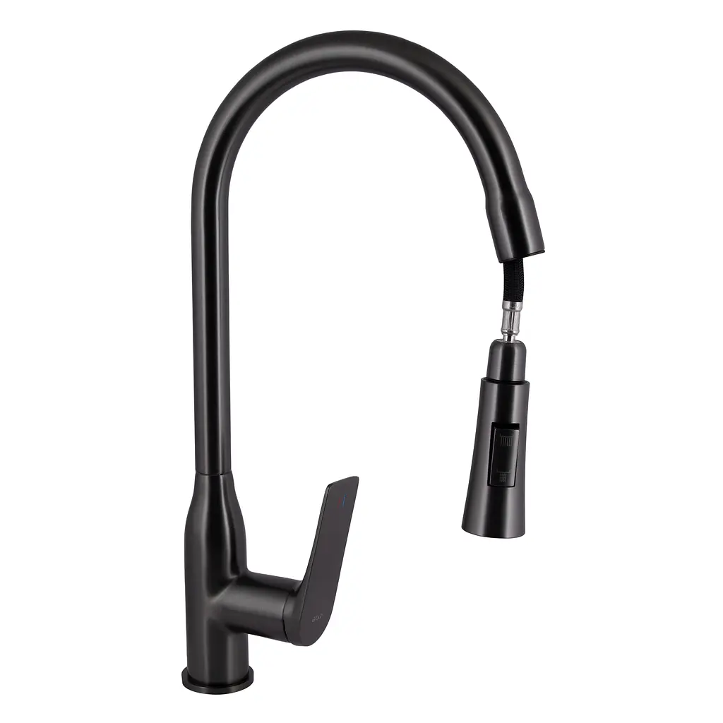 Змішувач для кухні Qtap Vlasta New з висувним виливом QTVLA344GMB45647 Gunmetal Black PVD - фото 3