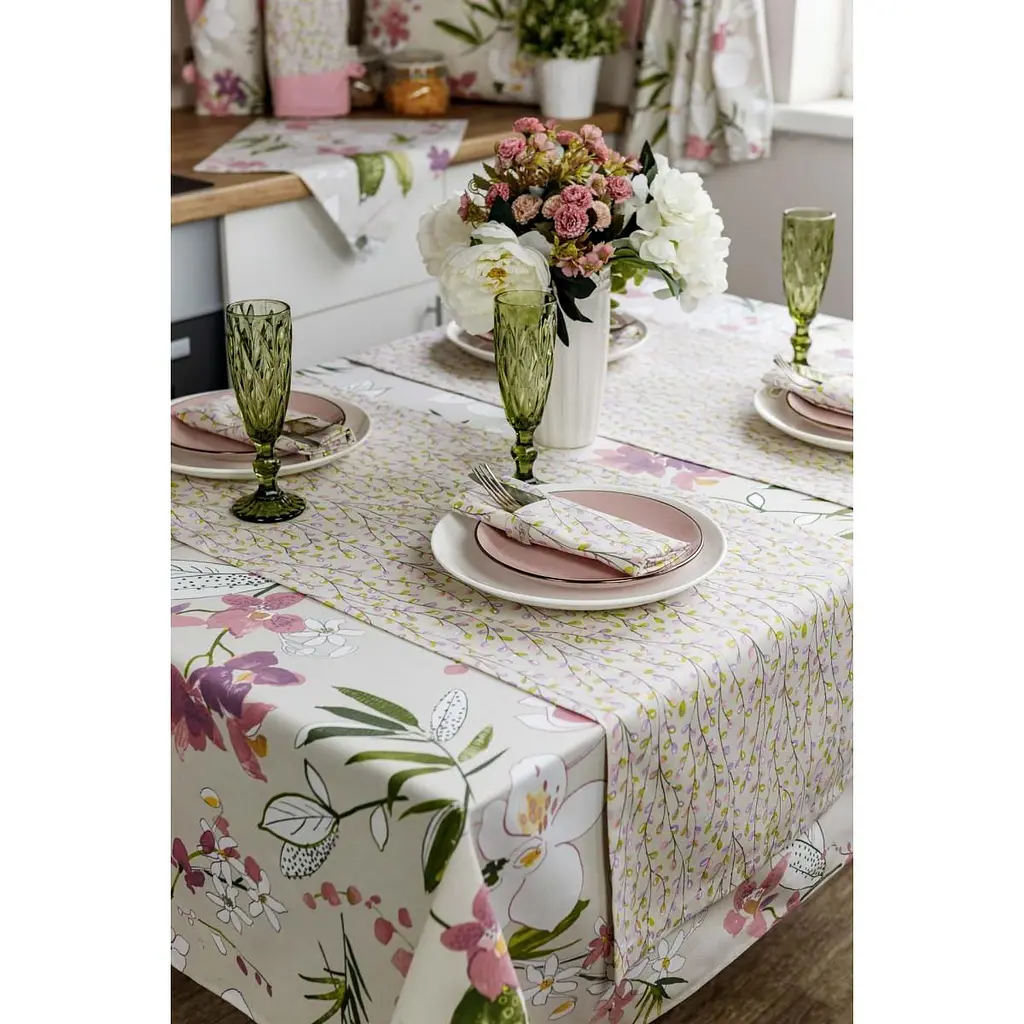 Скатерть Прованс Орхидея 136х120 см бежевая (30890) - фото 6