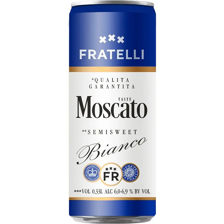 Набір напоїв винних Fratelli Moscato слабоалкогольних газованих: Bianco напівсолодкий білий + Bongo білий напівсолодкий + Maracuja Giallo білий напівсолодкий + Rosso червоний напівсолодкий + Fragolino Bianco білий напівсолодкий 3.3 л (10 шт. х 0.33 л) - фото 2
