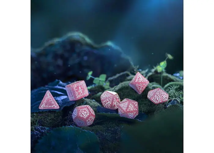 Набор кубиков Elvish Shimmering pink & White Dice Set , 7 шт. (SELV11) - фото 3