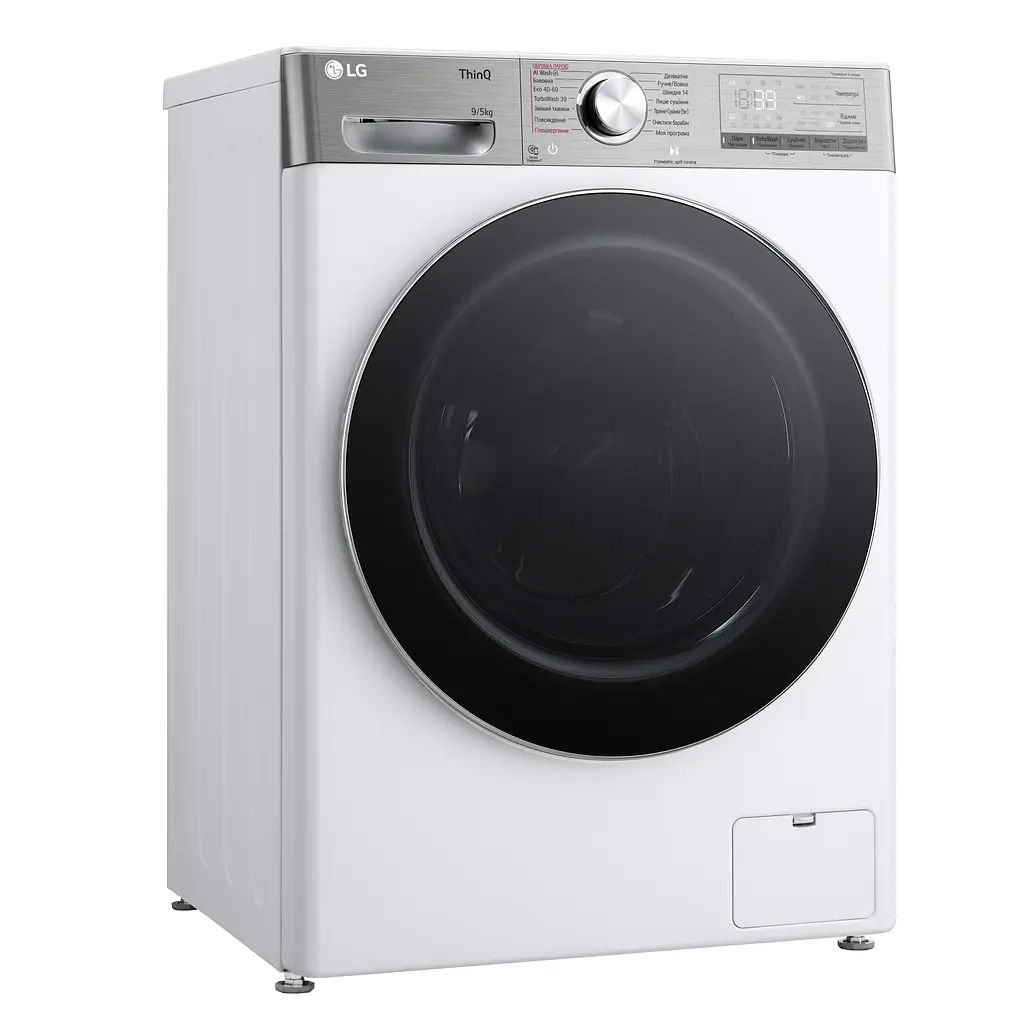 LG Прально-сушильна машина фронтальна, 9(5)кг, 1200, А, 48см, дисплей, пара, інвертор, білий - фото 4