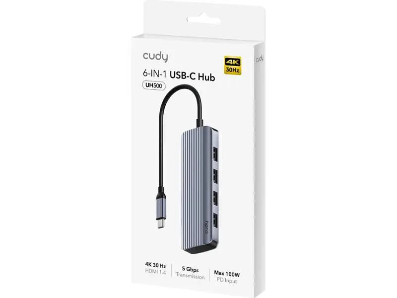 USB-хаб CUDY UH500 Grey - фото 10