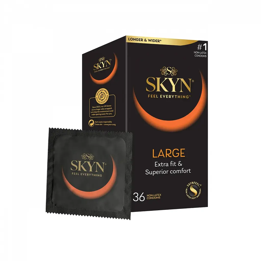 Презервативи Skyn Large безлатексні 36 шт — збільшений розмір, поліізопрен, комфорт та природні відчуття