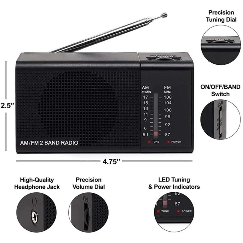 Радиоприемник Knstar KB800 FM/AM/SW радио Black - фото 4