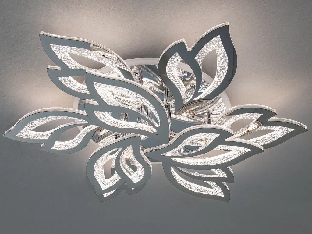 Люстра стельова LED Diasha 2455/6+3HR, 140W, 3200K-6500K, хром, сучасний стиль для дому - фото 3