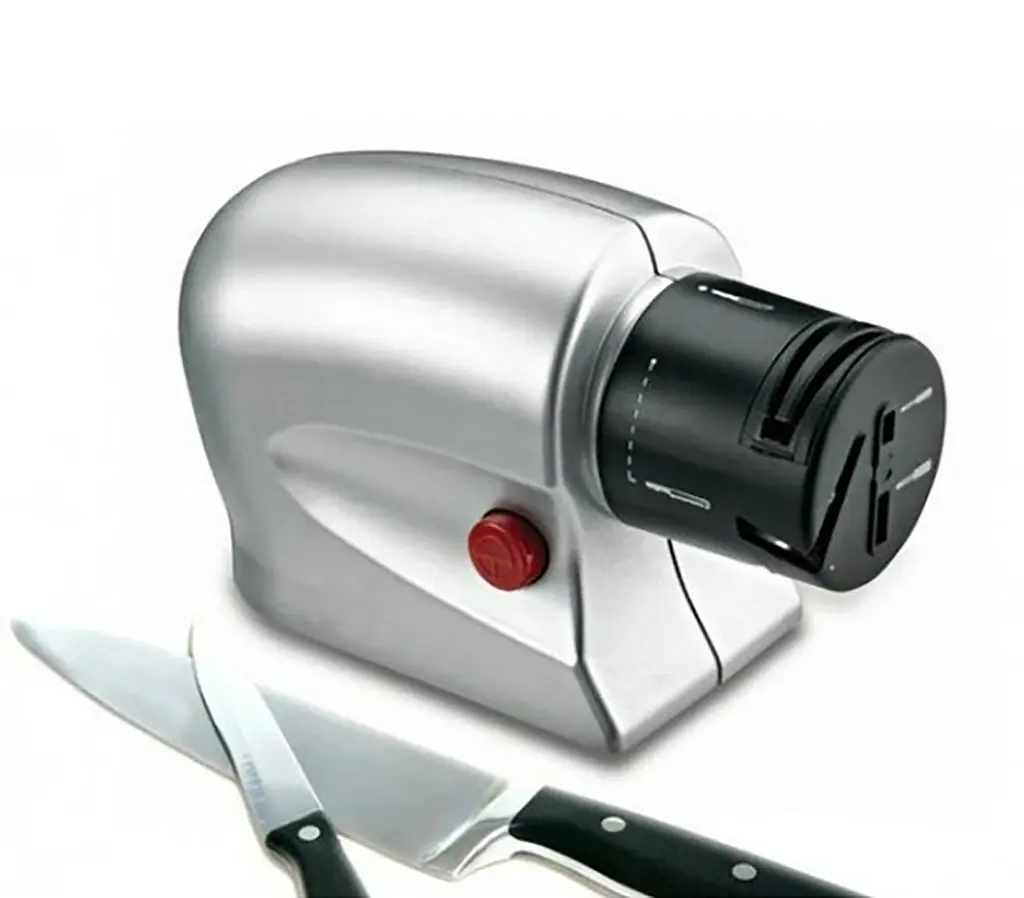 Електрична точилка для заточування ножів та ножиць ELECTRIC SHARPENER Silver, Kitchen Master Сірий 86963 - фото 3
