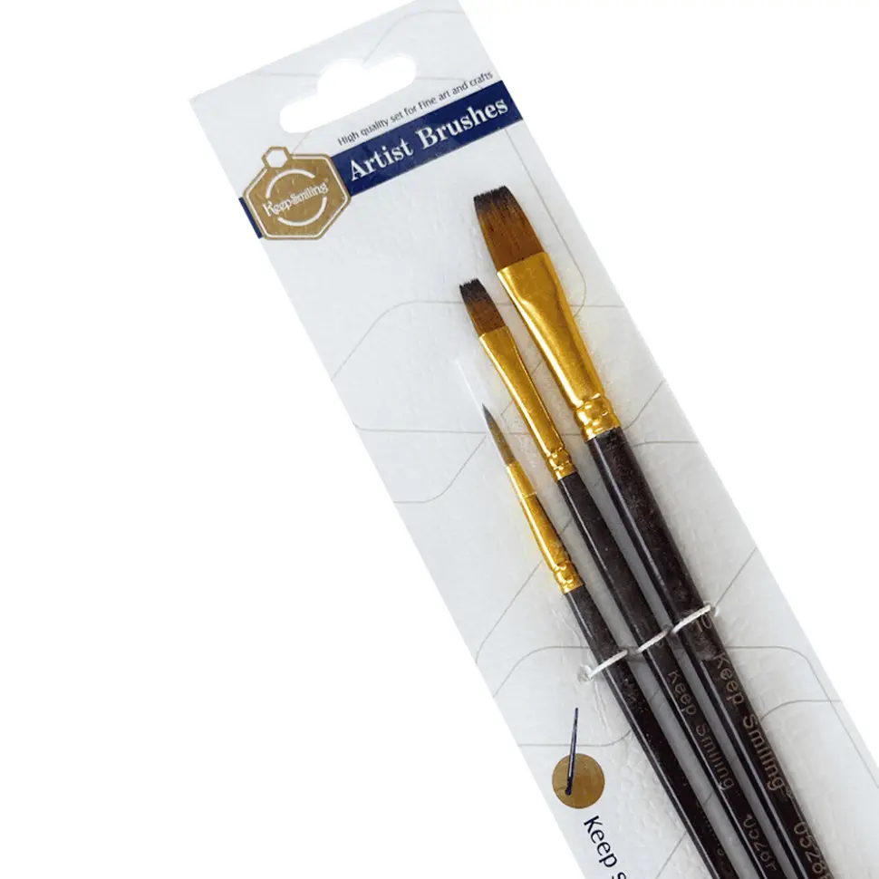 Набір професійних нейлонових пензликів Brushme BR302, 3 штуки, синтетика - фото 2