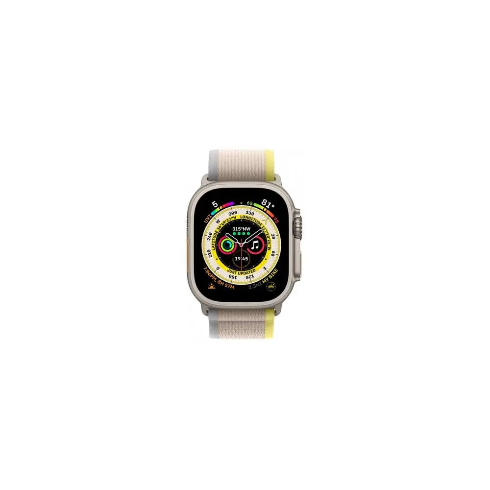 Смарт-годинник Apple Watch Ultra GPS + Cellular 49 mm Titanium Case with Yellow/Beige Trail Loop-S/M (MNHD3/MNHK3) - фото 4
