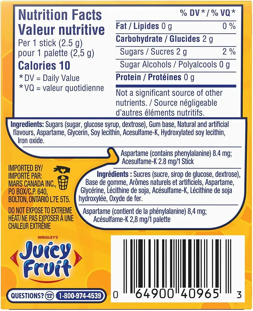 Жувальна гумка Wrigley's Juicy Fruit Fruit Flavoured Chewing Gum 3 пачки по 15 стиків - фото 6