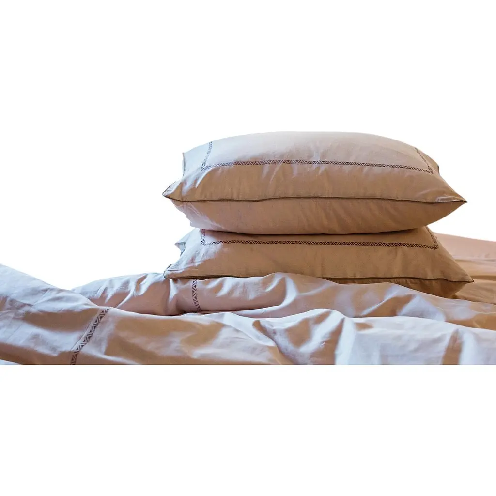 Комплект постельного белья Ecotton Premium Shifting Sand евро сатин вышивка с кантом бежевый (25093) - фото 2