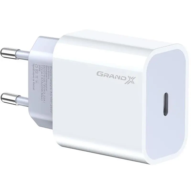 Мережевий зарядний пристрій Grand-X (1xUSB-C 20W) QC4.0, PD 3.0, FCP, AFC Білий (CH-770) - фото 5