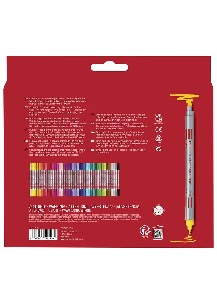 Фломастери 40 кол. FABER CASTELL Fibre-Tip двосторонні (151140) - фото 2