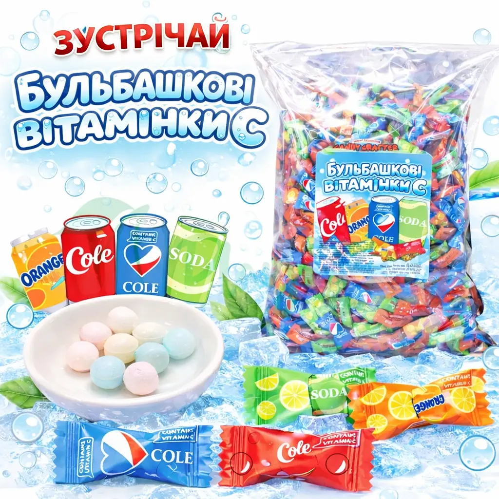 Бульбашкові вітамінки С MIX газіровок, 1кг - фото 2