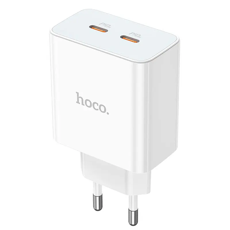 Адаптер живлення мережевий HOCO C108A Leader dual port (виходи 2C) 35W зарядний блок - фото 2