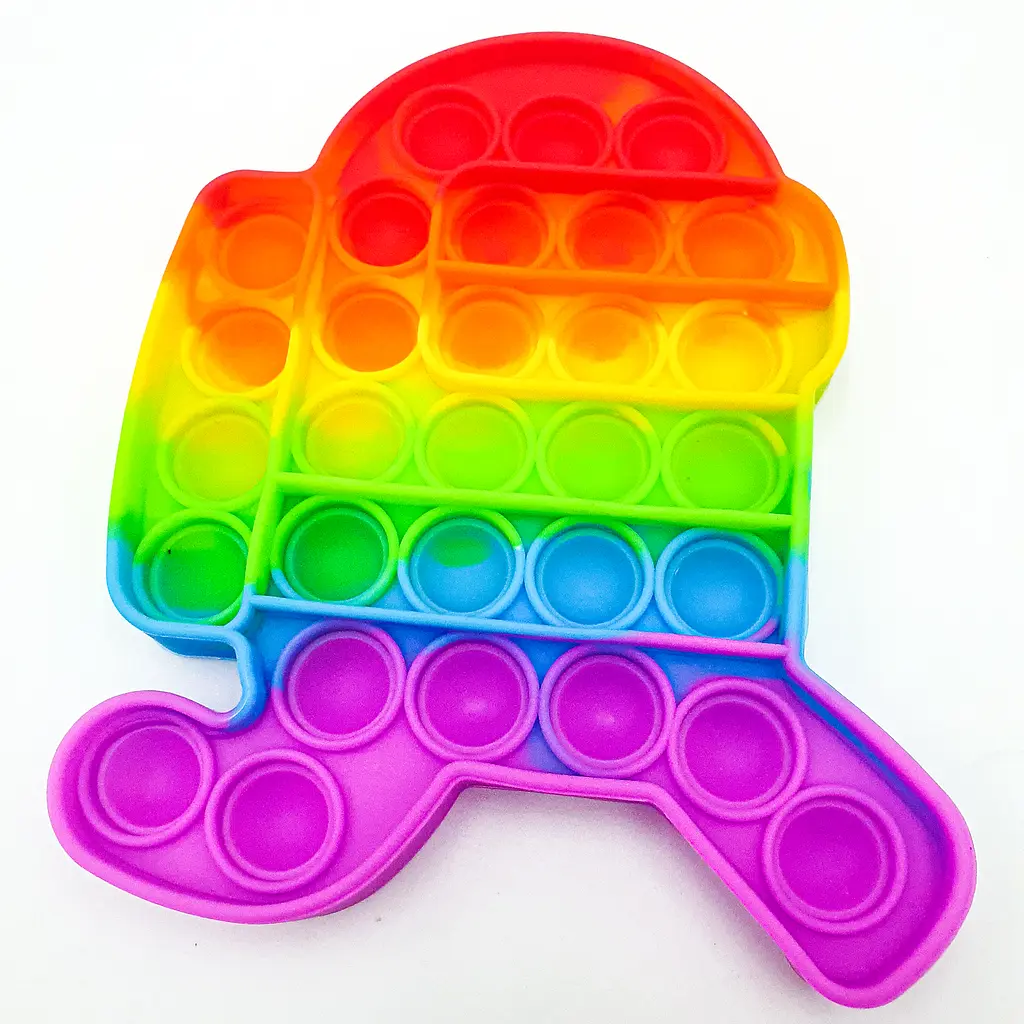 Сенсорна іграшка антистрес силіконова нескінченна пухирка попит UKC Pop It Fidget Амонгас біжить веселка - фото 3