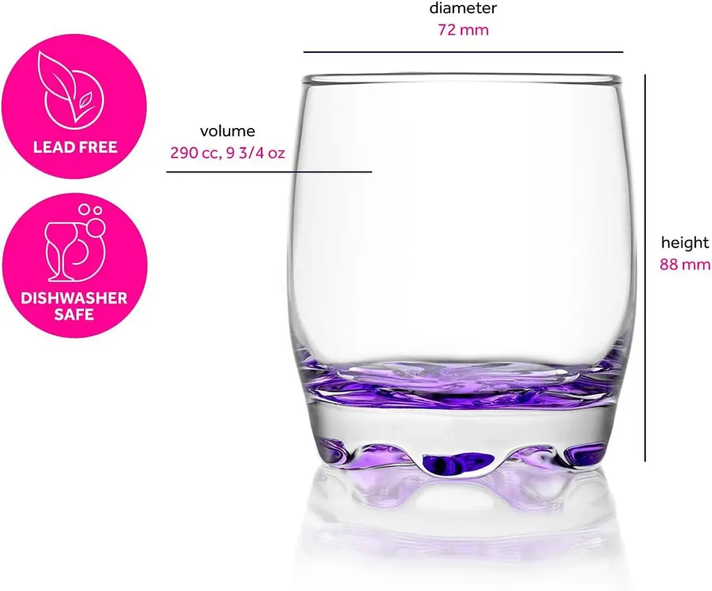 Набір склянок із 6 шт для шампанського lav Stemless Glass - Кольорові келихи для пиття, коктейлів, води - Кришталеві скляні келихи - фото 3