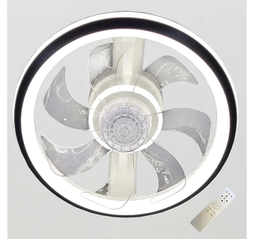 Стельова LED-люстра-вентилятор Artlight FS309BK, біла з чорною окантовкою, 76 Вт, від 10-18 м² - фото 3