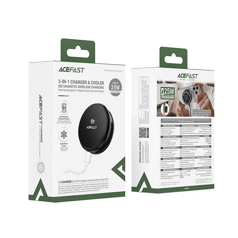 Зарядка Qi2 ACEFAST E47 25W magnetic cooling wireless charger 4.7-6.9" - фото 2