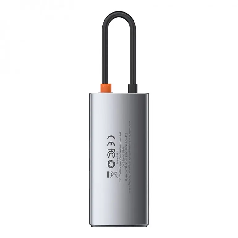 Usb Hub Baseus Metal Gleam Series 4-in-1 Multifunctional Type-C Серый (CAHub-CY0G) - фото 4