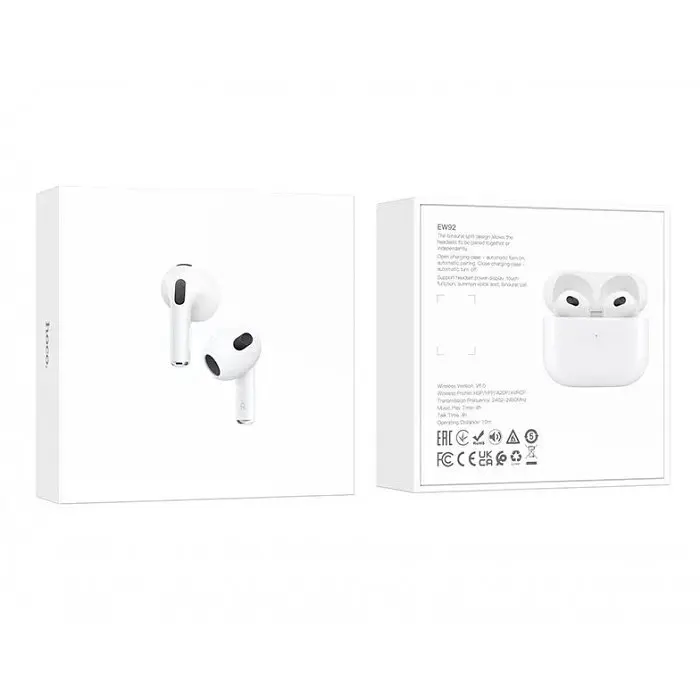 Наушники беспроводные Bluetooth Hoco EW92 вкладыши True wireless stereo headset Белые - фото 4