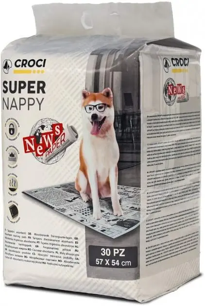 Пелюшки для собак Croci Super Nappy принт газета 30 шт 57x54 C6028720
