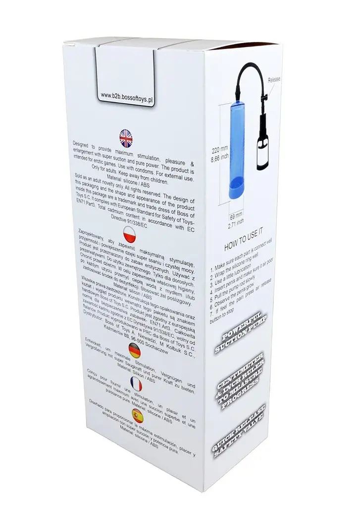 Помпа для пениса Boss of Toys Powerpump Max 22 см голубой - фото 4