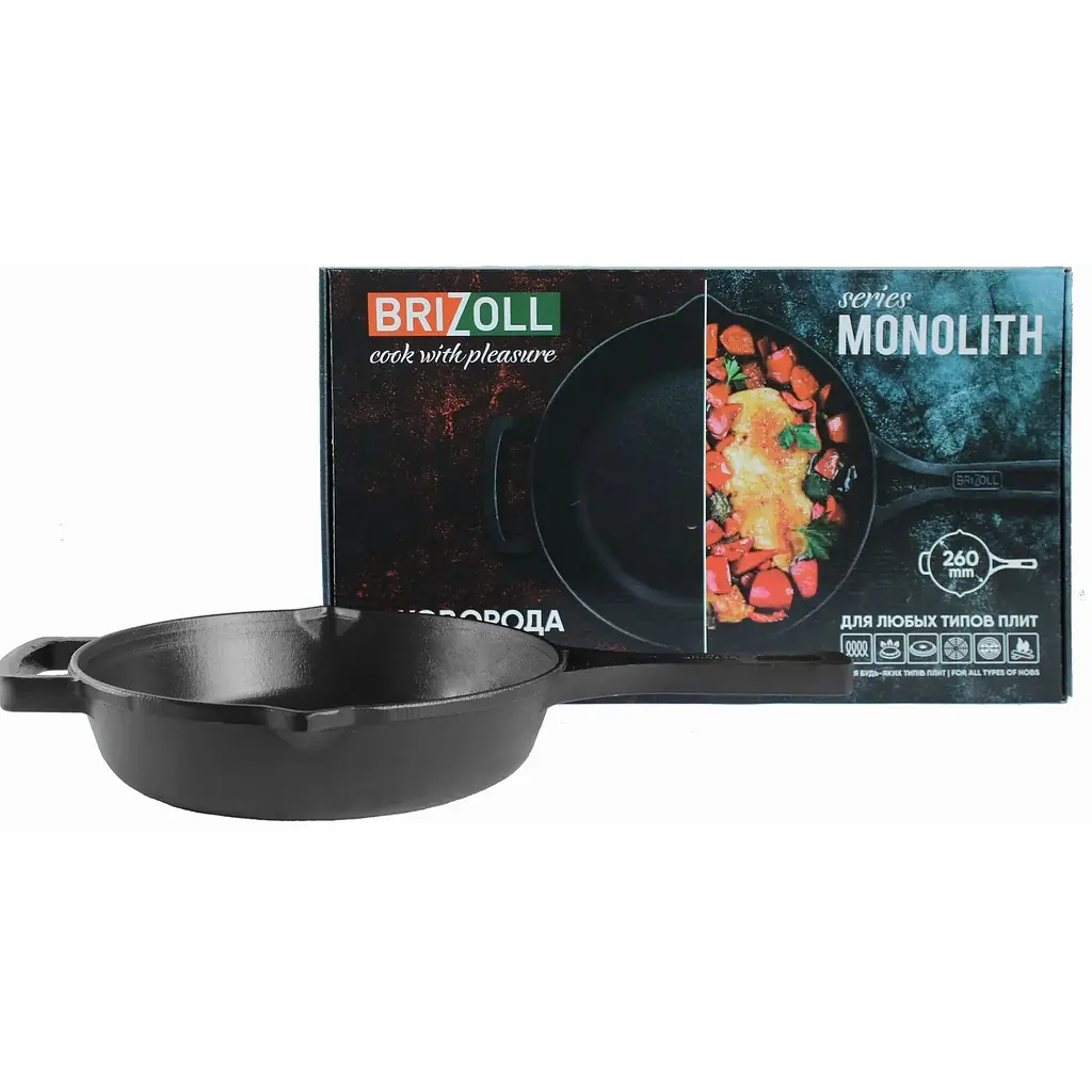 Сковорода Brizoll monolith чавунна з литою ручкою 26x6 см (M2660P) - фото 2
