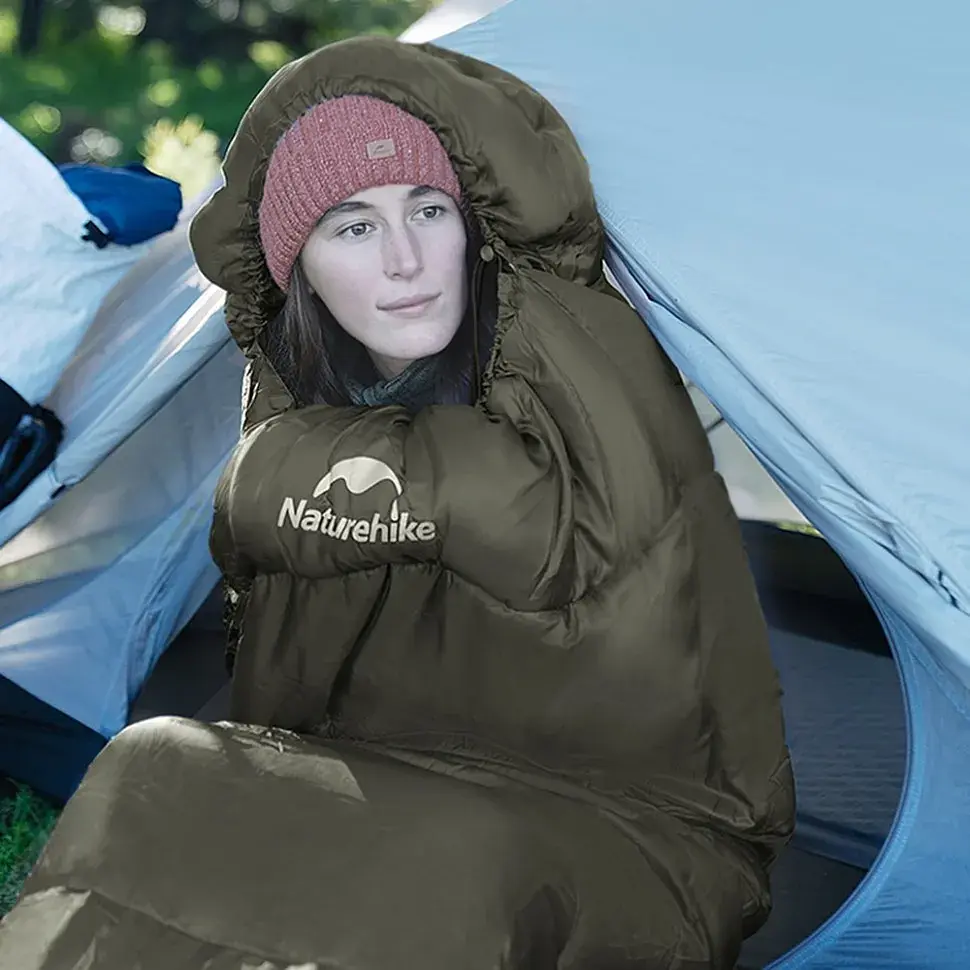 Спальник з капюшоном Naturehike CNK2300SD014 MJ600 Січ, зелений - фото 3