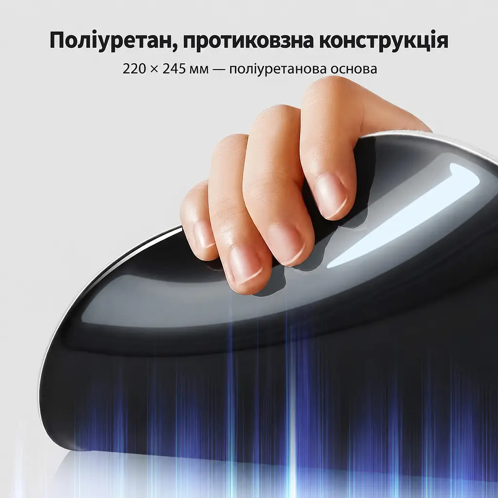 Килимок для миші з підтримкою зап’ястя UGREEN LP668 з піною з пам’яттю форми з протиковзною основою з гладкою поверхнею з лайкри розмір основи 220 × 245 мм чорний (25245) - фото 3