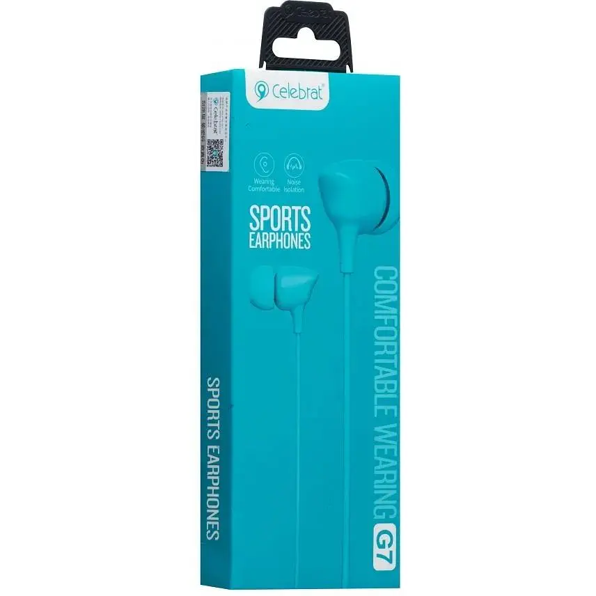 Дротові навушники Celebrat вакумні з мікрофоном 3.5 mm G7 Comfortable wearing 1.2 m Blue - фото 2