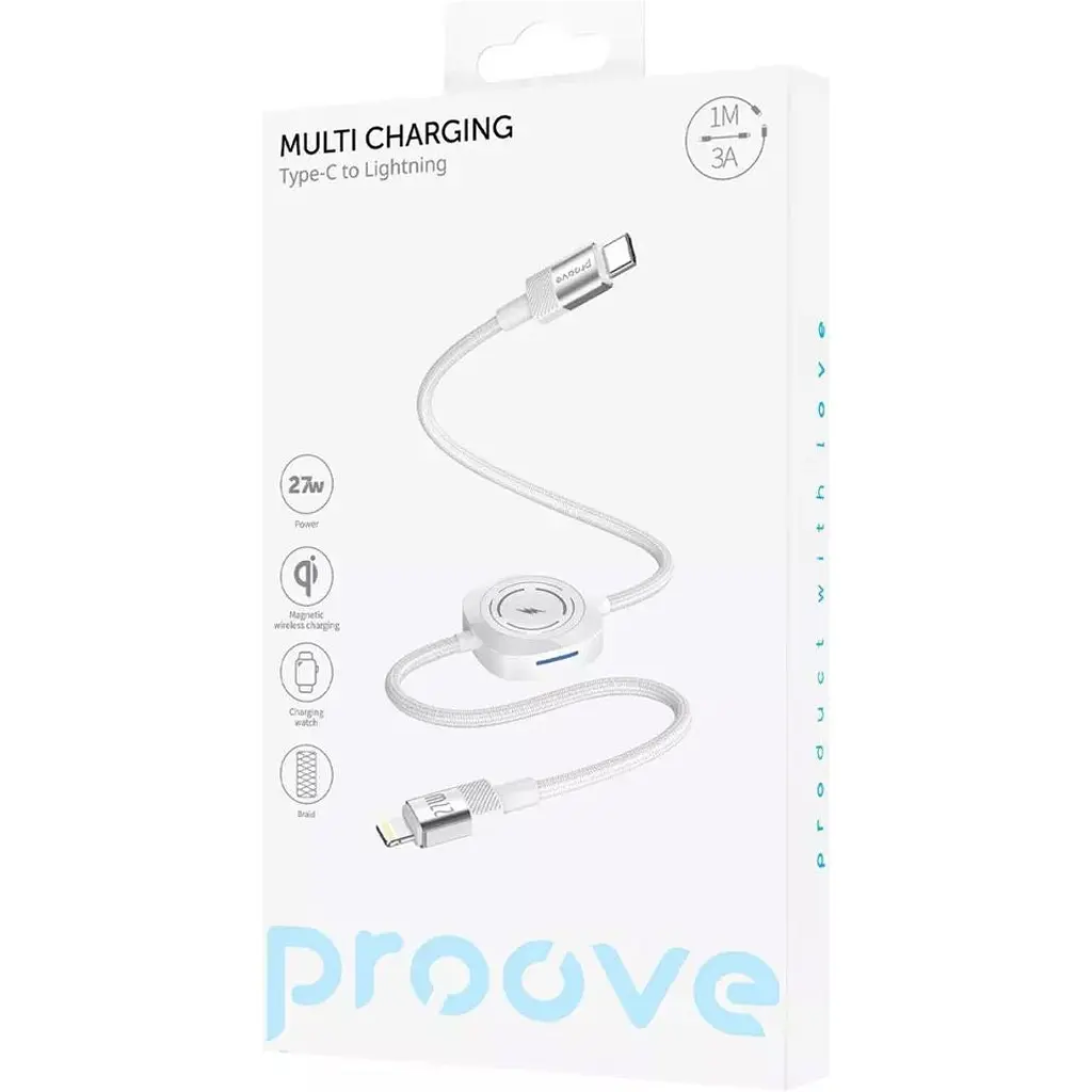 Кабель Proove Multi Charging USB-C to Lightning 27W White (CCMT27004101) [130353] - фото 2