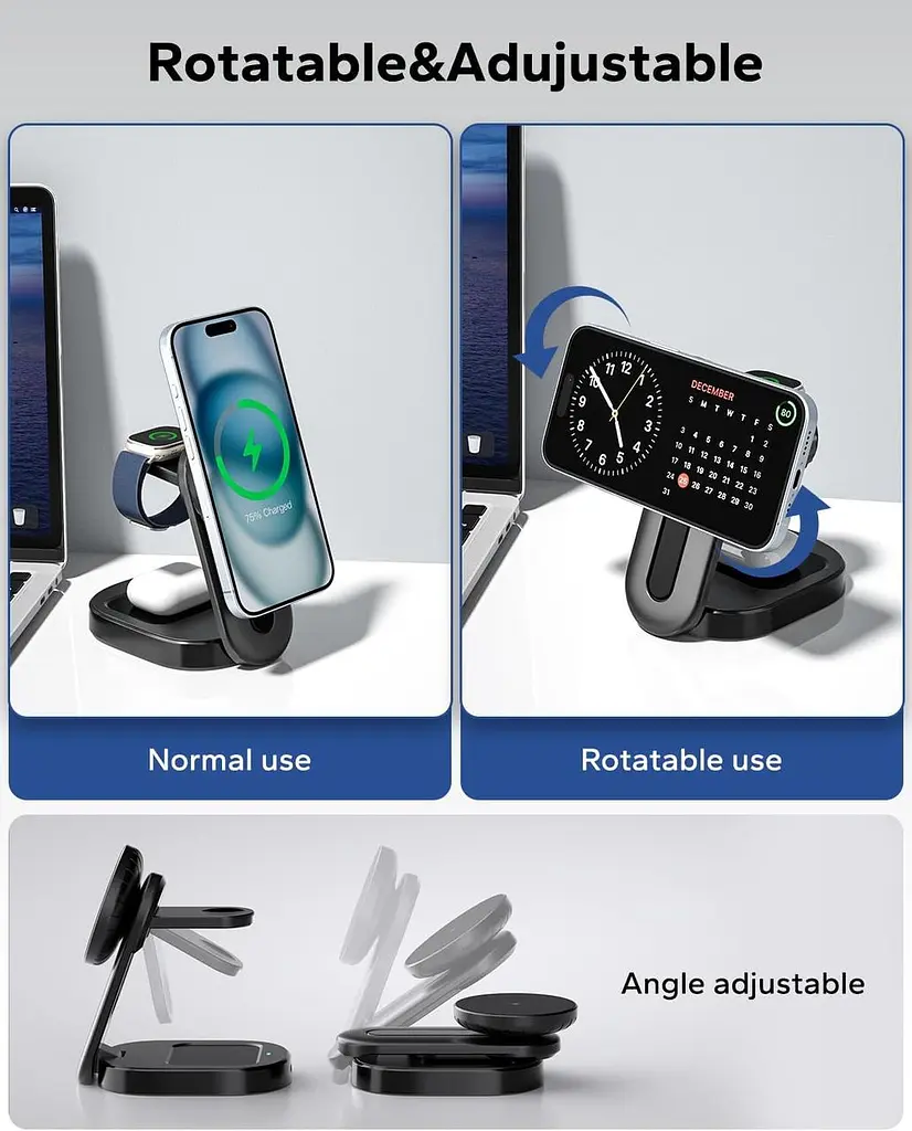 Магнітна зарядна станція KPON 3-в-1 для iPhone, Apple Watch і AirPods - фото 5