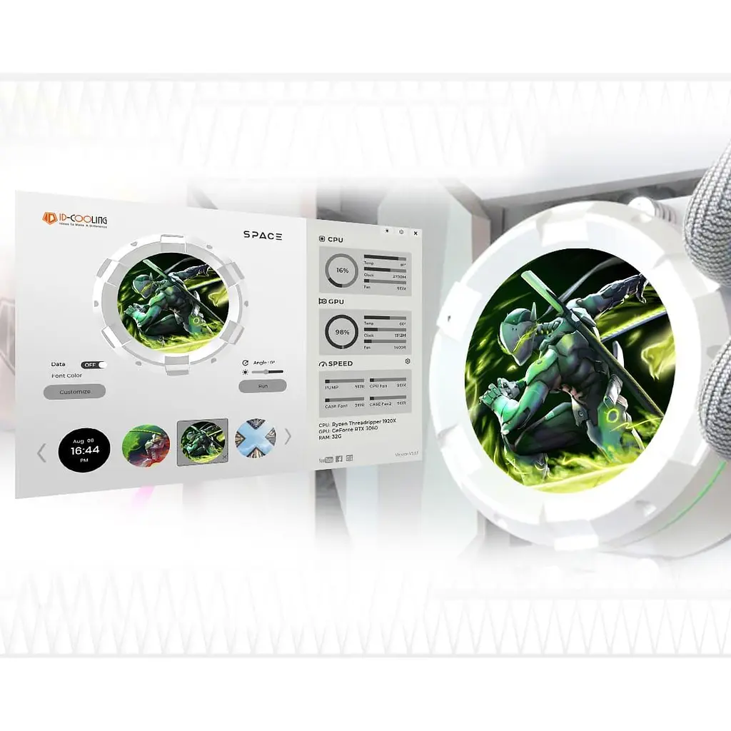 СВО ID-Cooling Space LCD SL240 White (SL240 WHITE) - фото 6