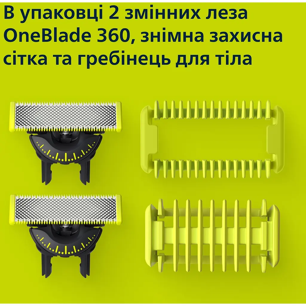 Змінні леза Philips OneBlade 360 QP624/50 з насадками для тіла 2 шт. (QP624/50) - фото 4