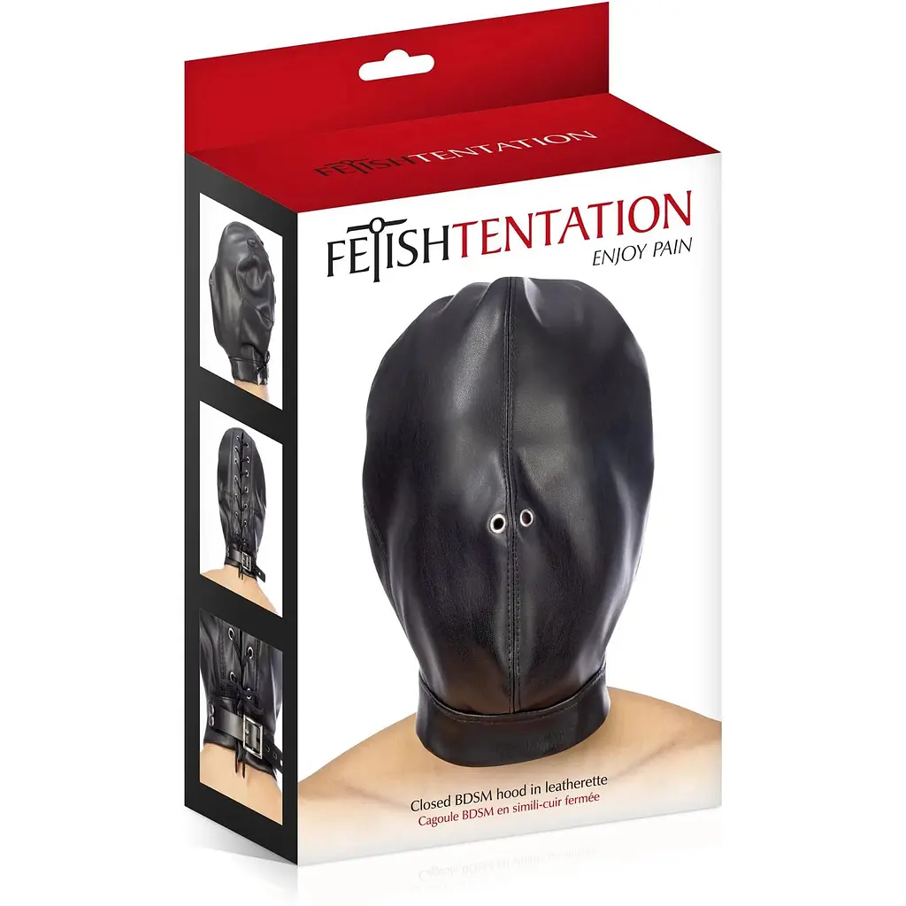 Капюшон для БДСМ Fetish Tentation Closed BDSM hood in LeaTherette - фото 3