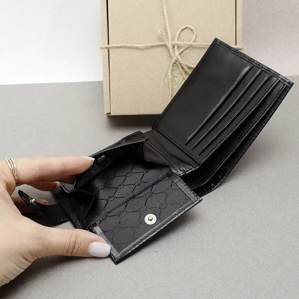 Кошелек мужской кожаный тонкий Handycover 7710 черный - фото 4
