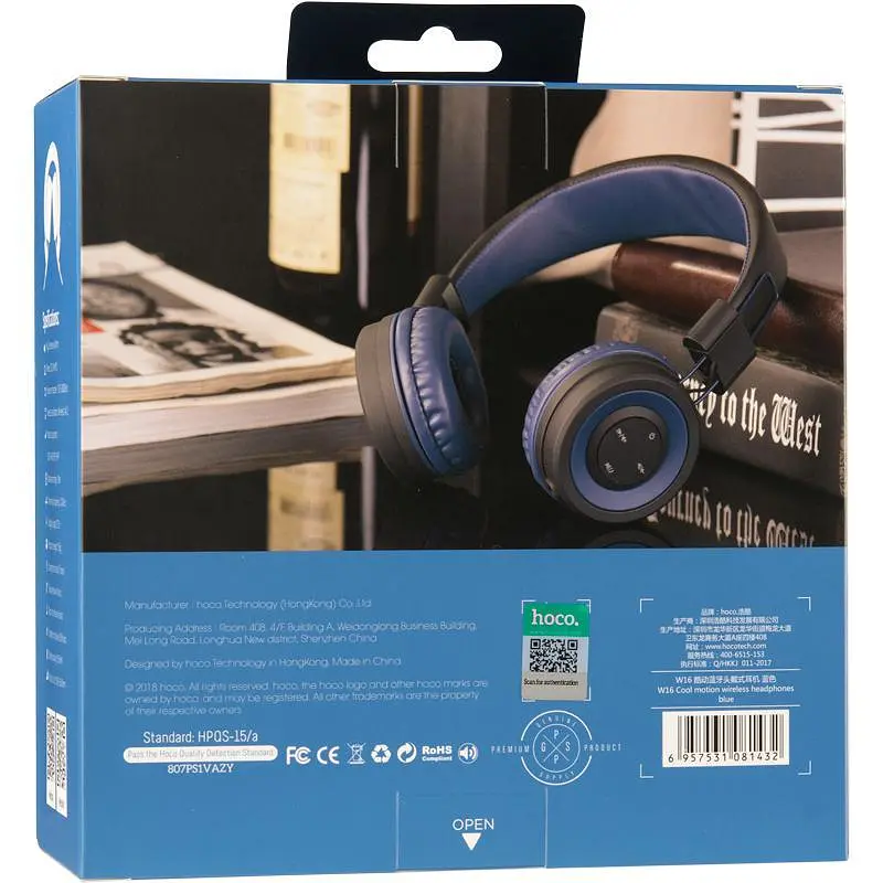 Стереогарнітура Bluetooth Hoco W16 Blue - фото 5