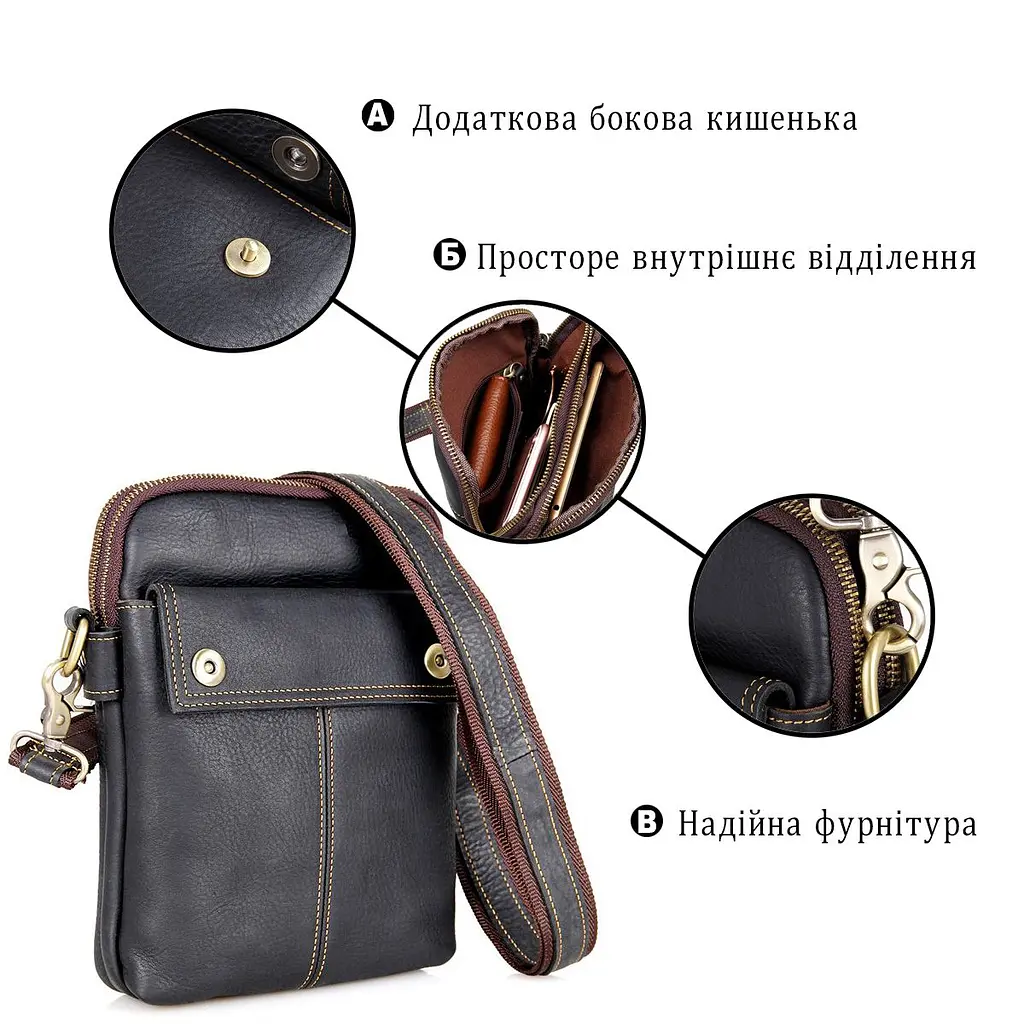 Сумка чоловіча 14408 Vintage чорна - фото 4