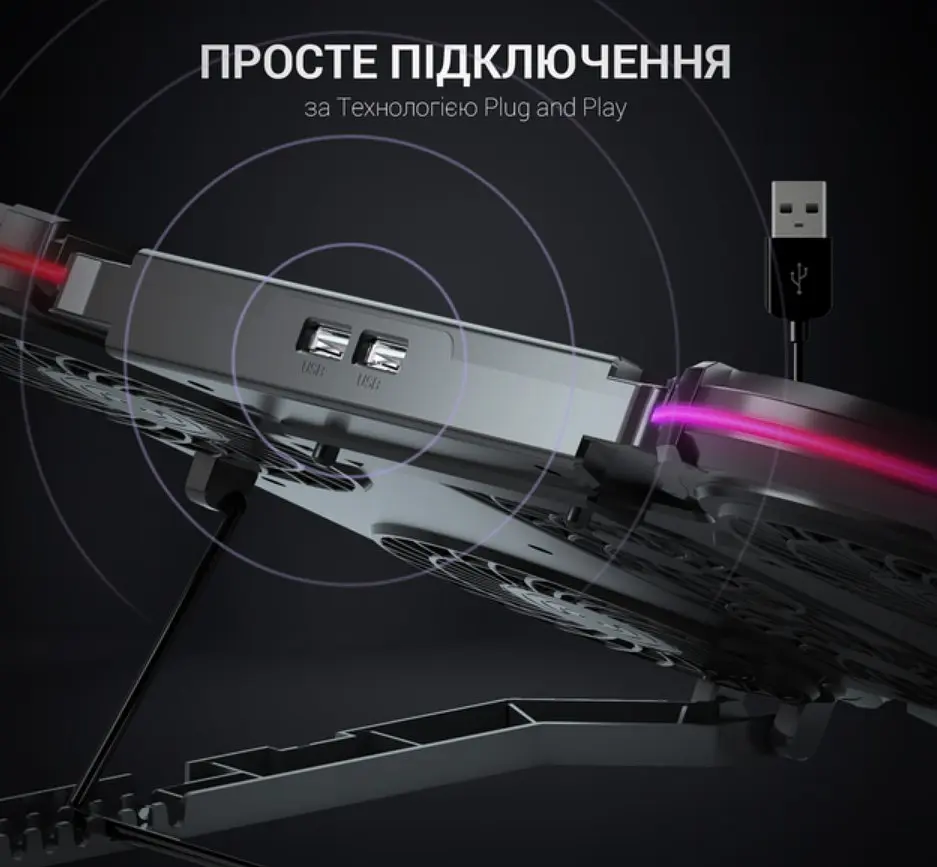 Охолоджувальна підставка для ноутбука до 18 дюймів GamePro GPCP-770 6xfans - фото 12