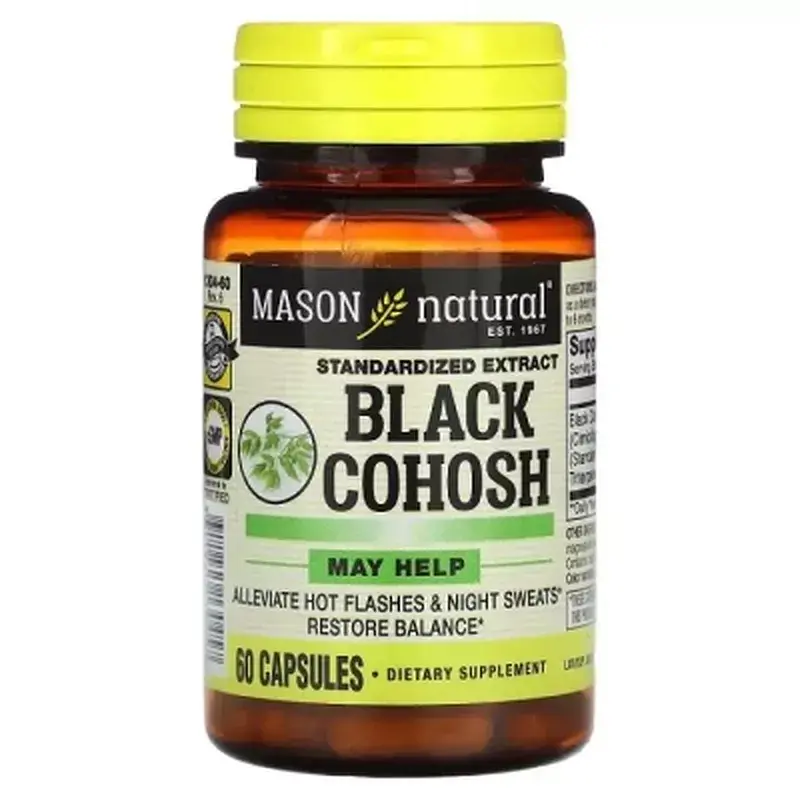Трави Mason Natural Клопогон, Black Cohosh, Standardized Extract, 60 капсул (MAV-13045)