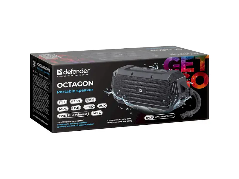 Портативная колонка Defender Octagon Black (65039) - фото 7