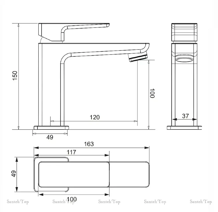 Смеситель для раковины Omnires Parma grafit (PM7410GR) - фото 4